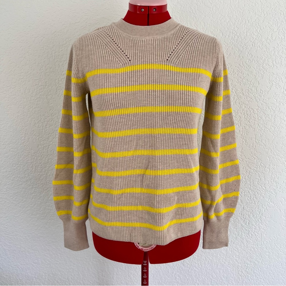 Banana Republic Striped Tan Yellow Knit Sweater Size Small